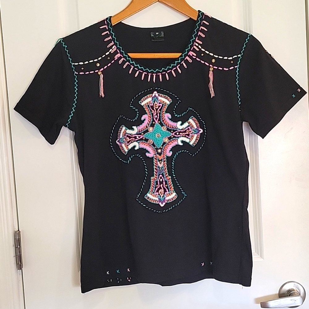 Sassy Sistas Western Embroidered Top Size M